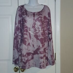 Shein purple white crater solar system long sleeve tunic shirt Sz XL NWOT
